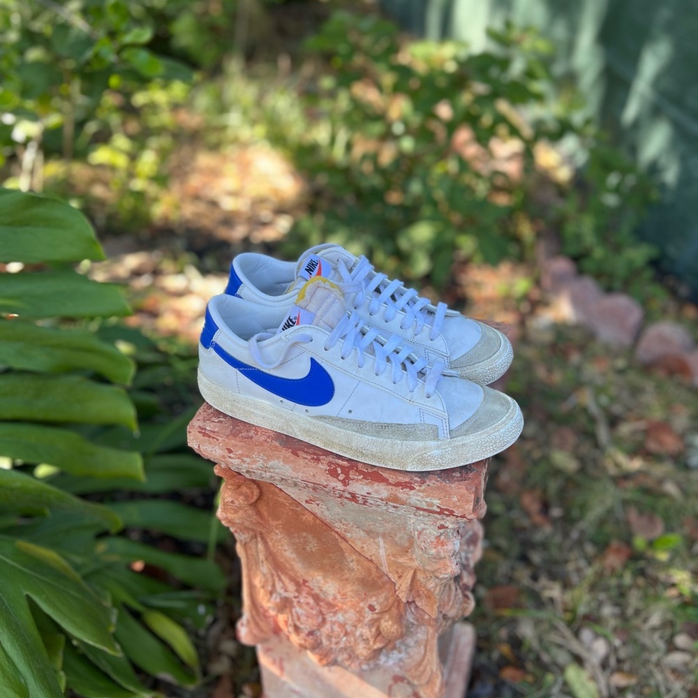 Unisex Royal Blue Check Nike Blazers with Vintage Tongue. Mens size 8 W size 9.5